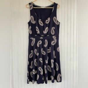 Boden Navy Cream Ella Paisley Sleeveless Dress Size 10
